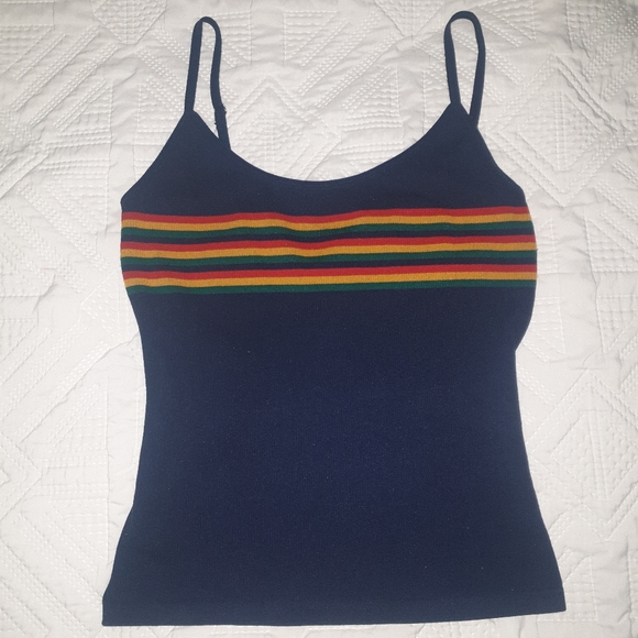 valleygirl stripe navy blue tank top - Picture 2 of 2